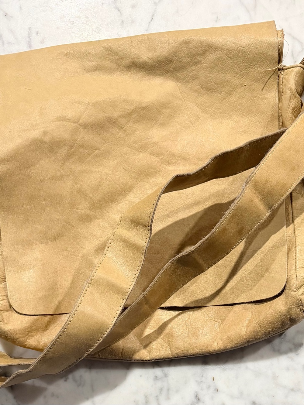 Roots Beige Leather Shoulder Bag